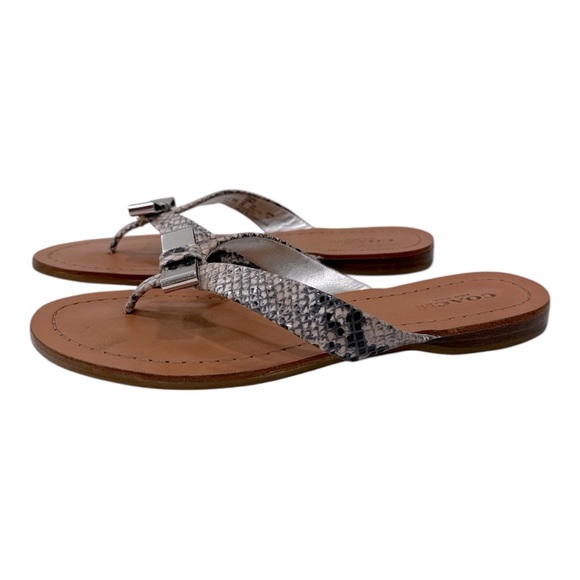 Coach Silver Sandals with Decorative bow Coach Sable Thong Sandals Women’s 5 B - Picture 5 of 11